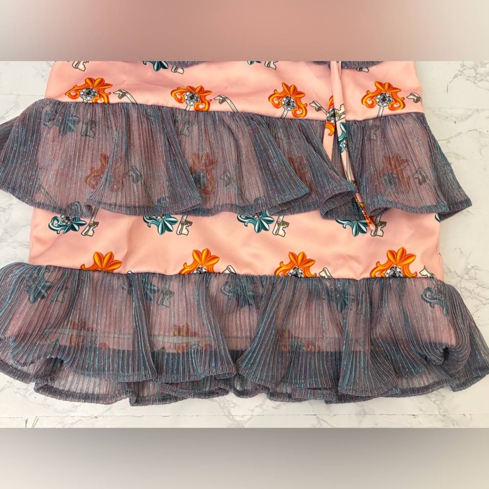 Cartel Uniquely Different Girls Dress Sz 4 Lace Tiered Pink Keys Back Zip​ - Picture 3 of 10